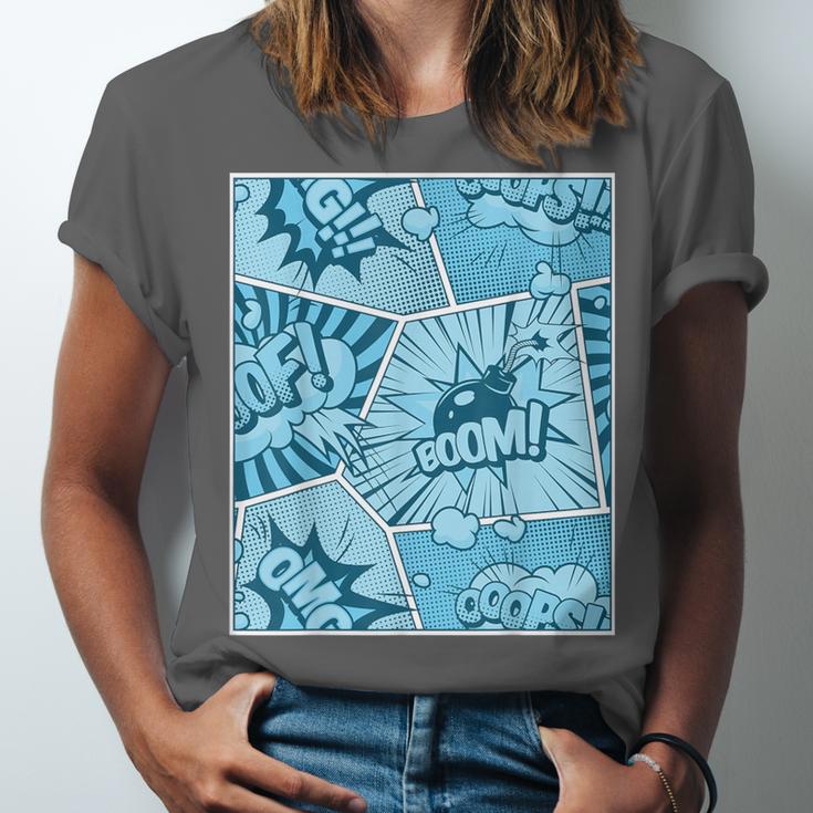 Blue Comic Book Blue Graphic Unisex Jersey T-Shirt