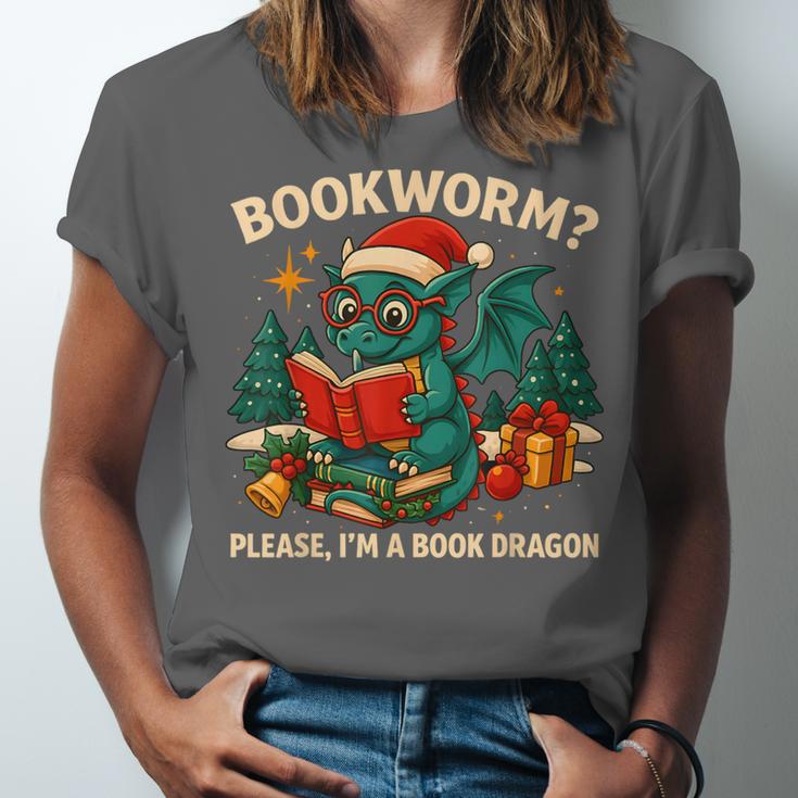 Book Dragon Christmas Reading For Fantasy Lovers Unisex Jersey T-Shirt