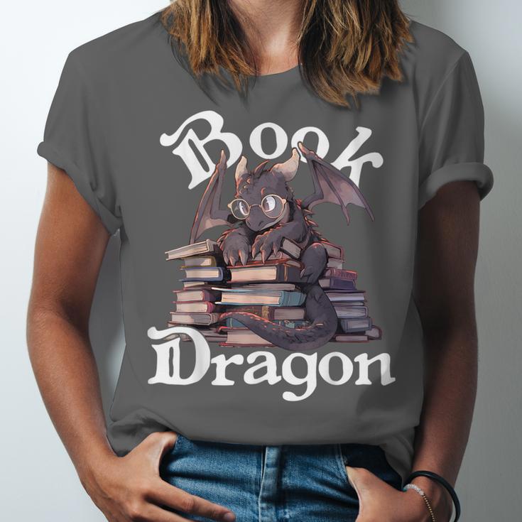 Book Dragon Book Lover Bookworm Book Reader Librarian Unisex Jersey T-Shirt