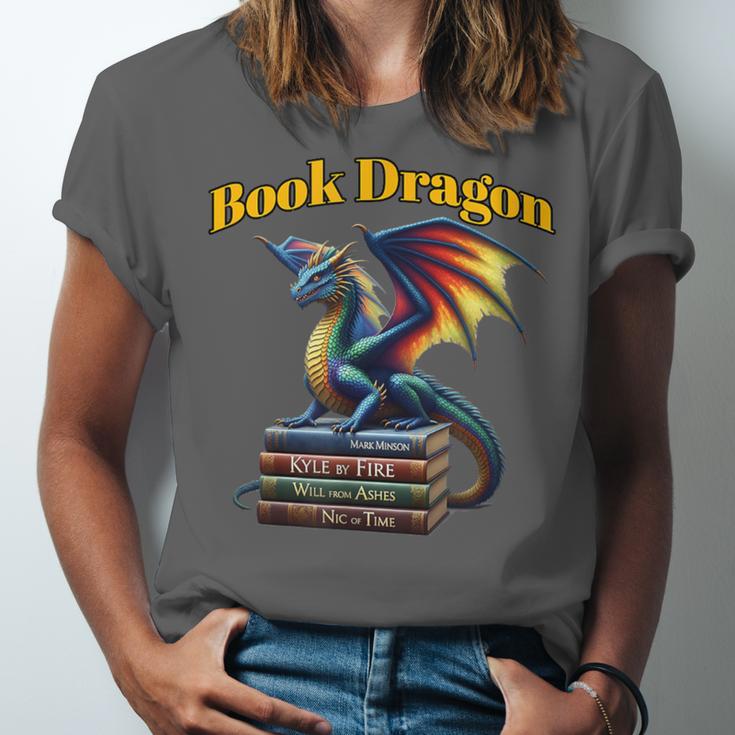 Book Dragon Mark Minson's Books Unisex Jersey T-Shirt Book Dragon Mark Minson's Books Unisex Jersey T-Shirt
