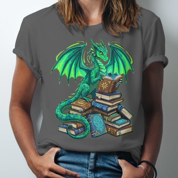 Book Dragon Reading Fantasy Unisex Jersey T-Shirt