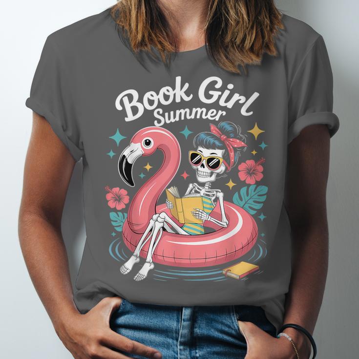 Book Girl Summer Skeleton Reading Books Lovers Beach Unisex Jersey T-Shirt Book Girl Summer Skeleton Reading Books Lovers Beach Unisex Jersey T-Shirt