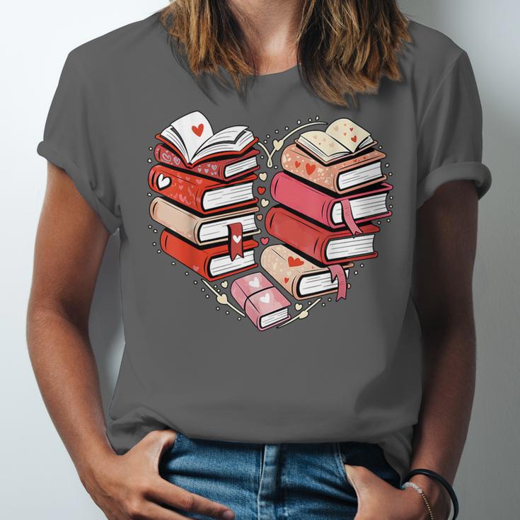 Book Lover Heart Shape Reading Librarian Valentine Men Women Unisex Jersey T-Shirt