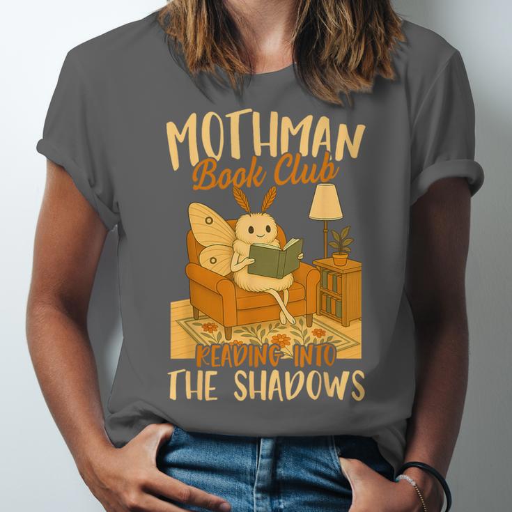 Book Lover Moth Mothman Book Club Reading Into Shadows Unisex Jersey T-Shirt Book Lover Moth Mothman Book Club Reading Into Shadows Unisex Jersey T-Shirt