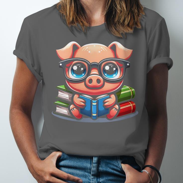Book Lover Reading Pig Unisex Jersey T-Shirt