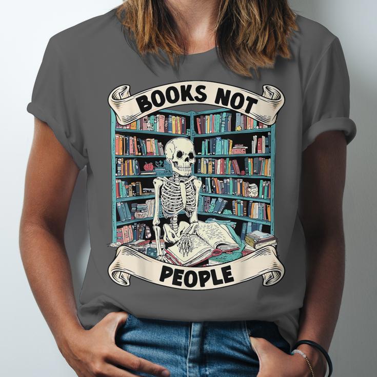 Book Lover Skeleton Reading Love Books Not People Unisex Jersey T-Shirt