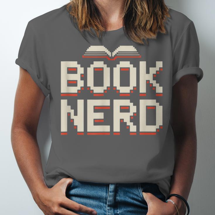Book Nerd Retro Pixel Reading Librarian Aesthetic Unisex Jersey T-Shirt
