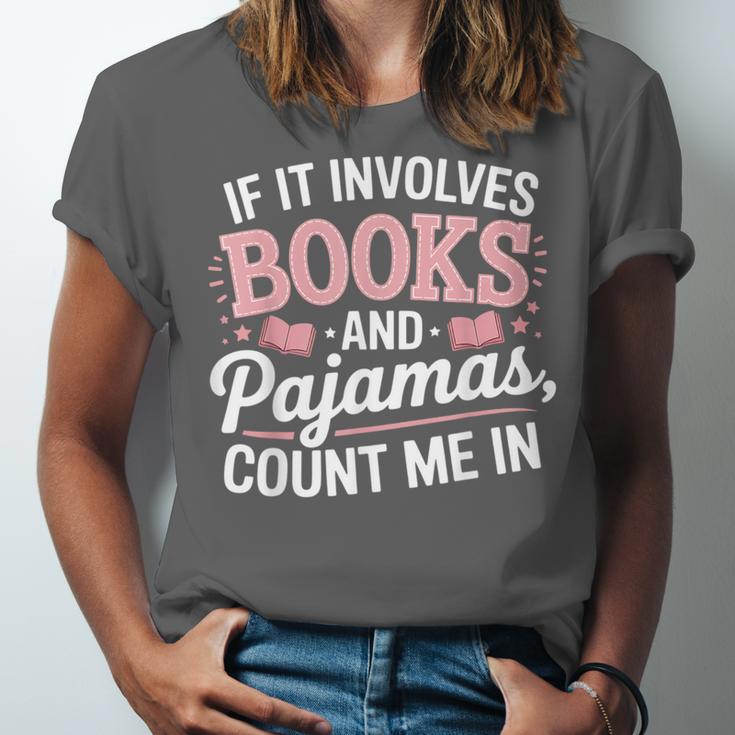 Book And Pajamas Humorous Book Lover Reading Bedtime Unisex Jersey T-Shirt