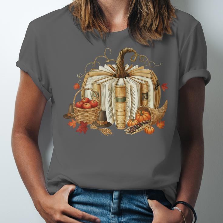 Book Pumpkin Fall Reading Thanksgiving Teacher Librarian Unisex Jersey T-Shirt Book Pumpkin Fall Reading Thanksgiving Teacher Librarian Unisex Jersey T-Shirt