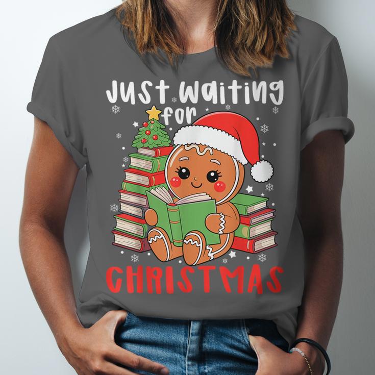 Book Reading Just Waiting For Christmas Gingerbread Unisex Jersey T-Shirt Book Reading Just Waiting For Christmas Gingerbread Unisex Jersey T-Shirt