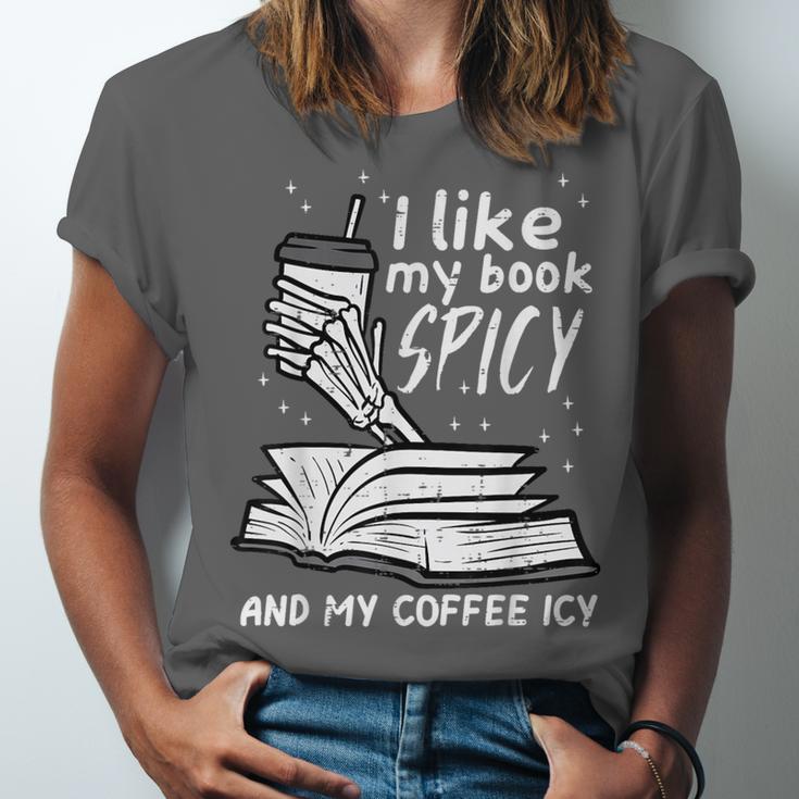 I Like My Book Spicy Read Reading Librarian Men Women Kids Unisex Jersey T-Shirt