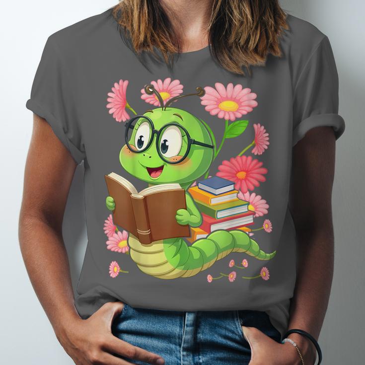 Book Worm Costume World Book Day Cute Kawaii Worm Reading Unisex Jersey T-Shirt