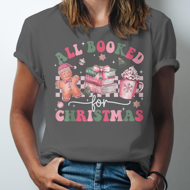 All Booked For Christmas Book Coffee Latte Gingerbread Unisex Jersey T-Shirt