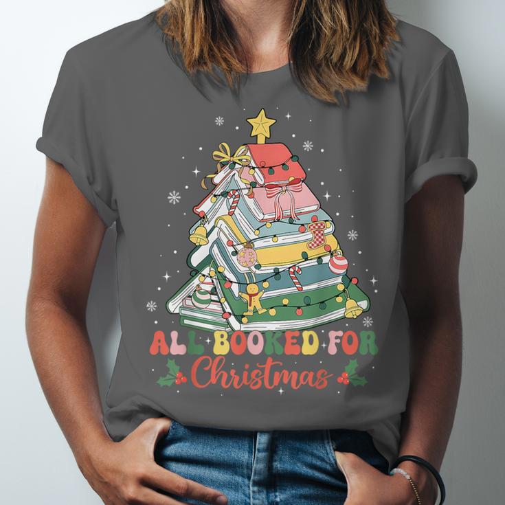 All Booked For Christmas Book Lovers Xmas Tree Lights Unisex Jersey T-Shirt All Booked For Christmas Book Lovers Xmas Tree Lights Unisex Jersey T-Shirt