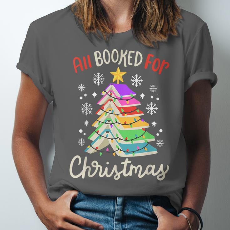All Booked For Christmas Book Lovers Xmas Tree Women Unisex Jersey T-Shirt