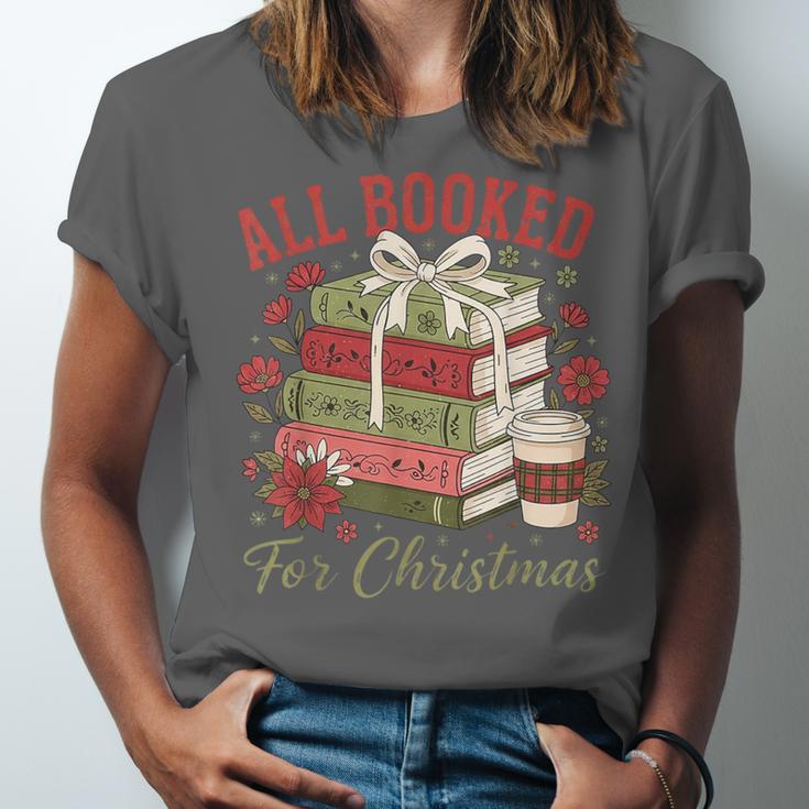 All Booked For Christmas Coquette Xmas Book Club Book Lovers Unisex Jersey T-Shirt