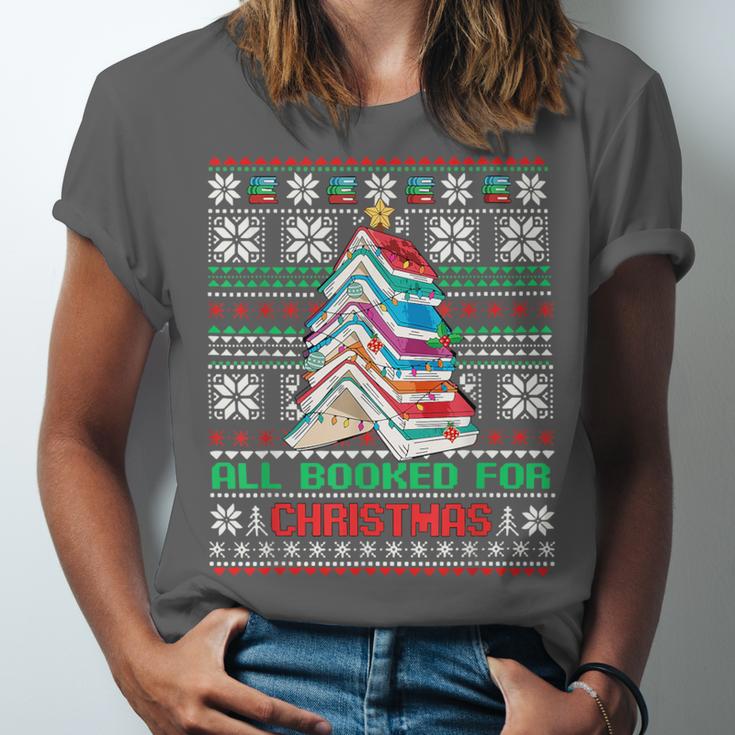 All Booked For Christmas Tree Book Ugly Christmas Sweatshirt Unisex Jersey T-Shirt All Booked For Christmas Tree Book Ugly Christmas Sweatshirt Unisex Jersey T-Shirt