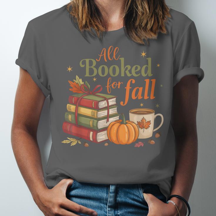 All Booked For Fall Books Coffee Fall Leaves Pumpkins Autumn Unisex Jersey T-Shirt All Booked For Fall Books Coffee Fall Leaves Pumpkins Autumn Unisex Jersey T-Shirt