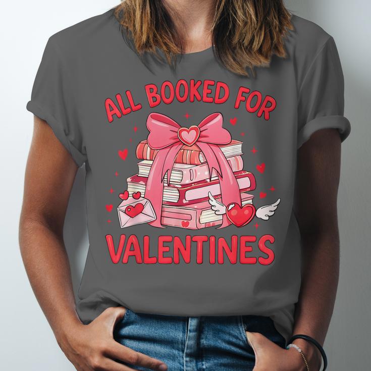 All Booked For Valentine Bow Books Lover Teacher Girl Women Unisex Jersey T-Shirt