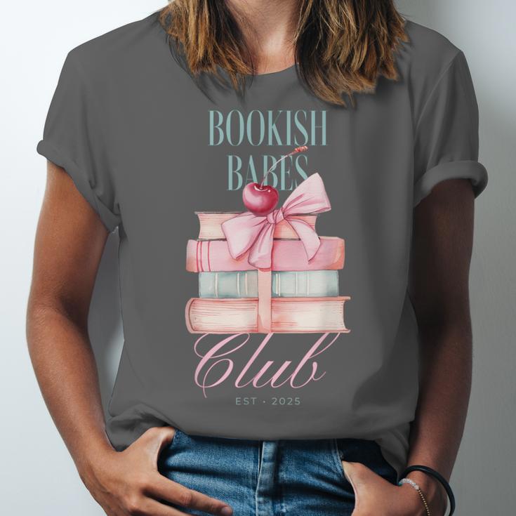 Bookish Babes Club Cute Pink Book Stack With Bow Unisex Jersey T-Shirt