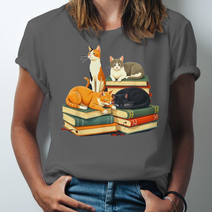 Bookish Cat Lover Cute Reading Squad Books & Kittens Love Unisex Jersey T-Shirt