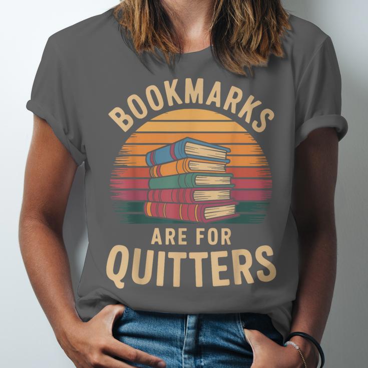 Bookmarks Are For Quitters Reading Book Lovers Unisex Jersey T-Shirt Bookmarks Are For Quitters Reading Book Lovers Unisex Jersey T-Shirt