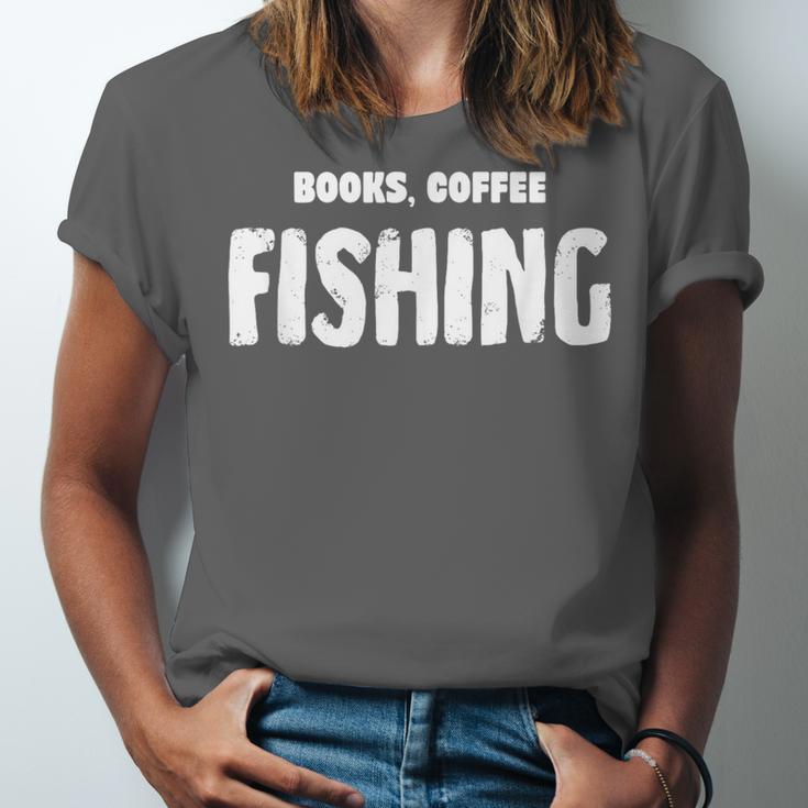 Books Coffee Fishing Unisex Jersey T-Shirt
