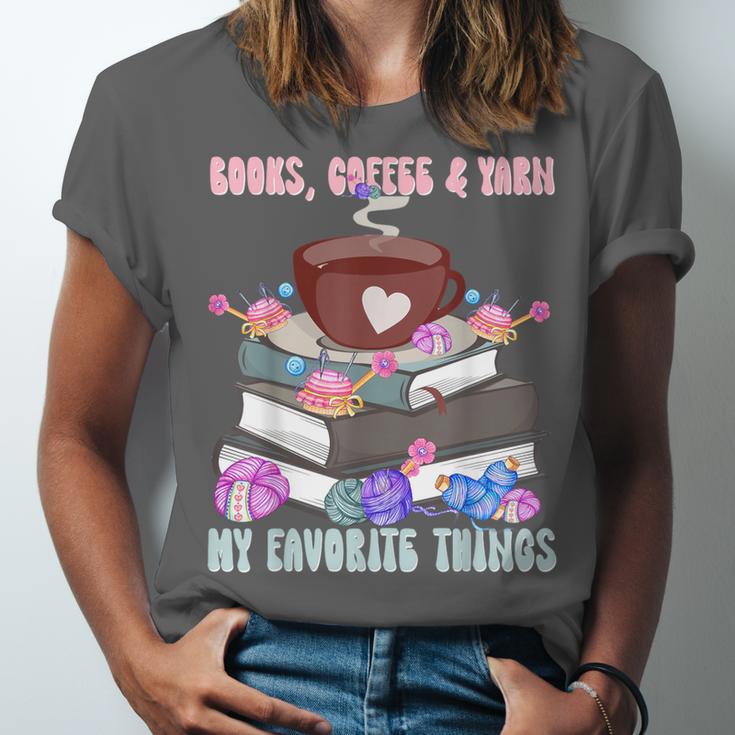 Books Coffee Yarn Lover My Favorite Things Unisex Jersey T-Shirt