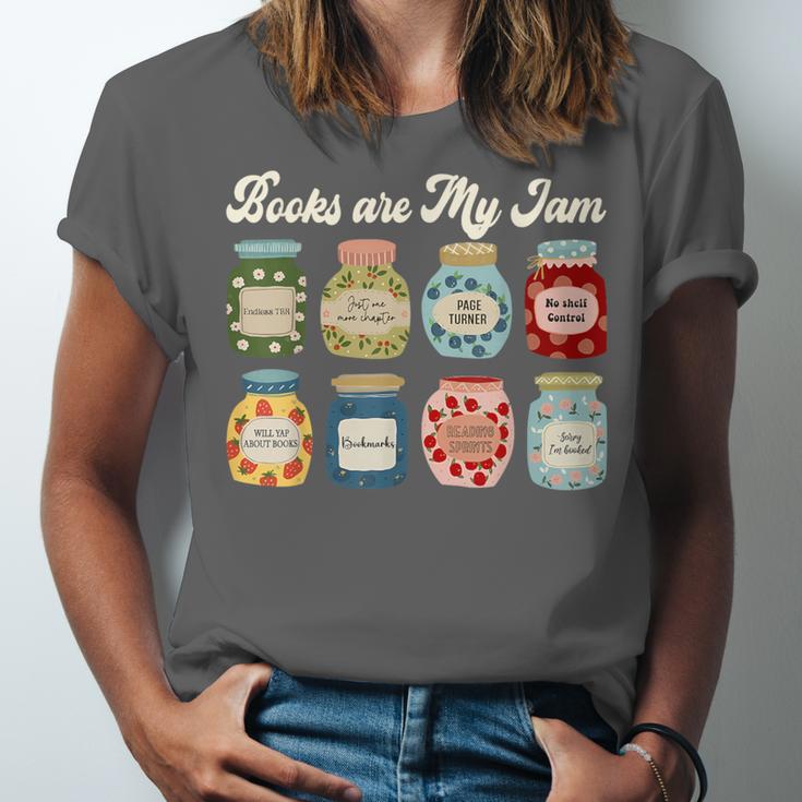 Books Are My Jam Shirt Book Lover Reader Reading Teacher Unisex Jersey T-Shirt