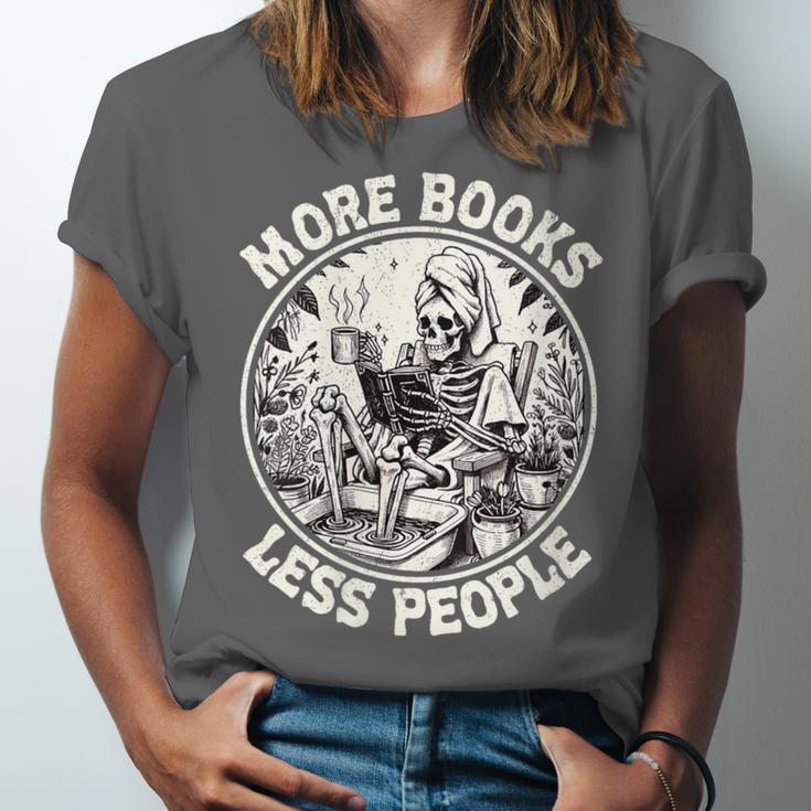 More Books Less People Introvert Skeleton Reading Unisex Jersey T-Shirt More Books Less People Introvert Skeleton Reading Unisex Jersey T-Shirt