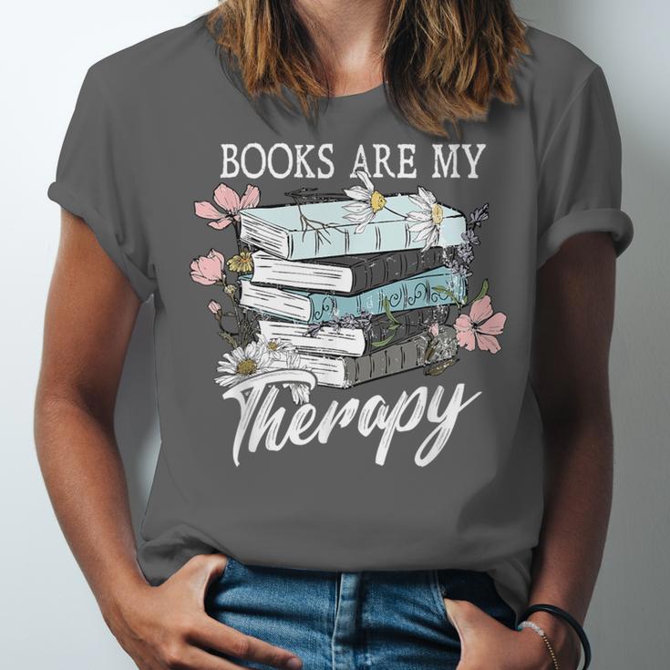 Books Are My Therapy Summer Reading Book Lovers Unisex Jersey T-Shirt