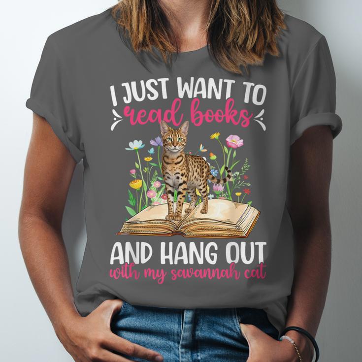 Books And My Savannah Cat Owner Savannah Cat Lover Unisex Jersey T-Shirt