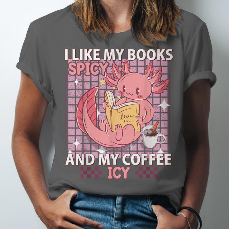 I Like My Books Spicy And My Coffee Icy Librarian Unisex Jersey T-Shirt