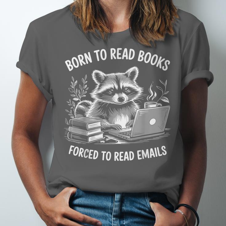 Born To Read Books Forced To Read Emails Bookish Racoon Unisex Jersey T-Shirt Born To Read Books Forced To Read Emails Bookish Racoon Unisex Jersey T-Shirt