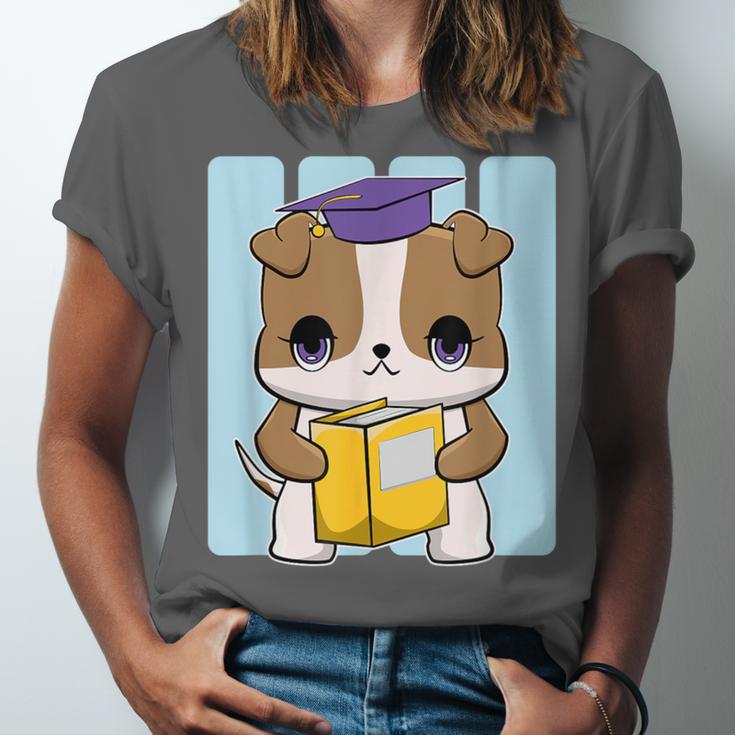 Bulldog Anime Pup Graduation Unisex Jersey T-Shirt