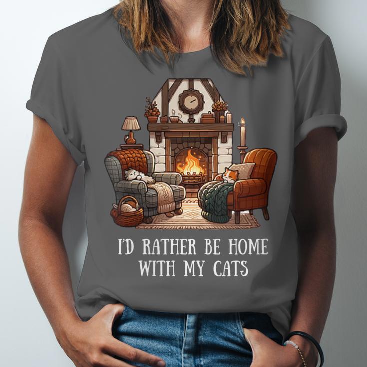 Cat Lover I'd Rather Be Home With My Cats Introvert Cozy Unisex Jersey T-Shirt Cat Lover I'd Rather Be Home With My Cats Introvert Cozy Unisex Jersey T-Shirt