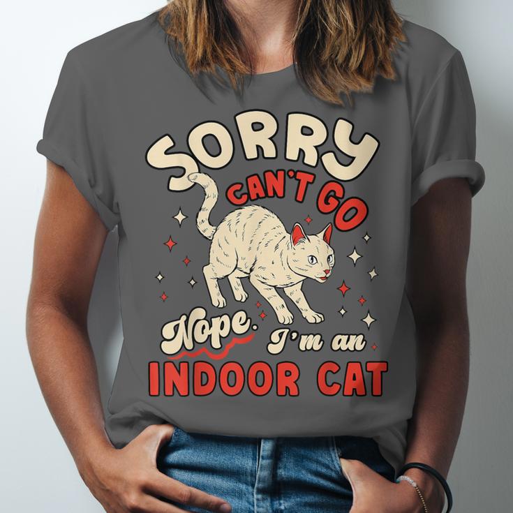 Cat Lover Sorry Cant Go Im An Indoor Introvert Cat Mom Unisex Jersey T-Shirt
