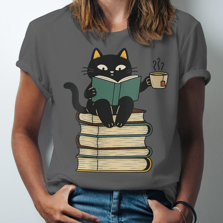 Cat Reading Book Unisex Jersey T-Shirt Cat Reading Book Unisex Jersey T-Shirt