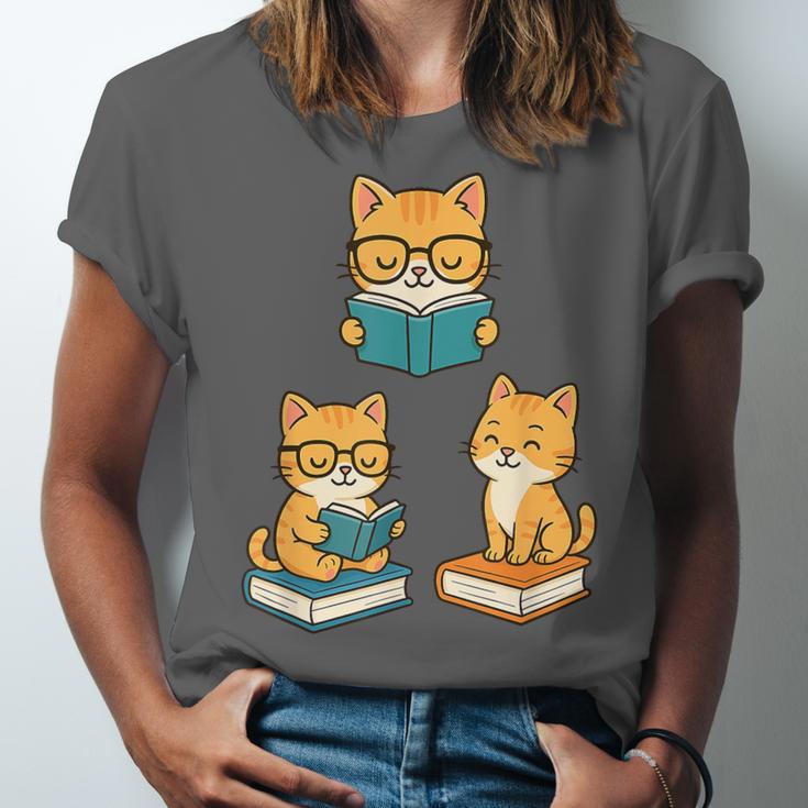 Cats Reading Book Lover Reading Bookworm Reader Unisex Jersey T-Shirt