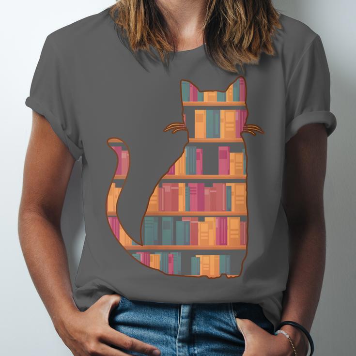 Cats Reading Books Librarian Library Readers Unisex Jersey T-Shirt