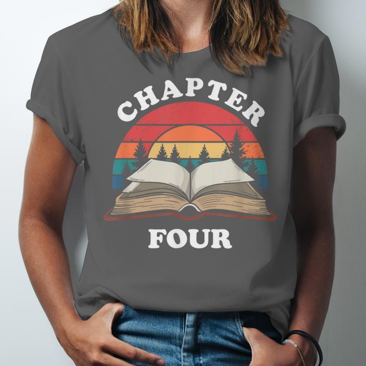 Chapter Four Book Reading 4th Birthday 4 Year Old Unisex Jersey T-Shirt Chapter Four Book Reading 4th Birthday 4 Year Old Unisex Jersey T-Shirt