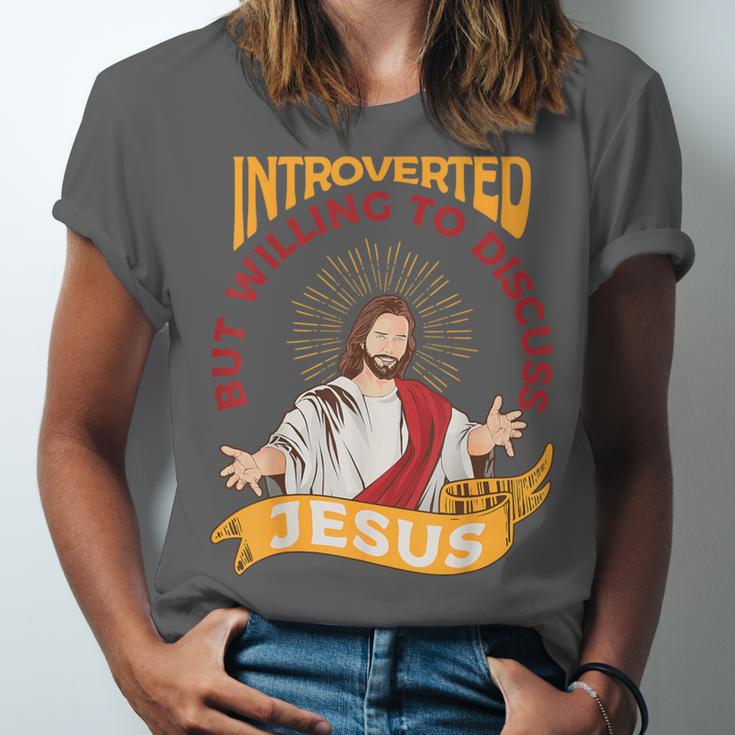 Christian Jesus Religious Sayings Catholic Introvert Unisex Jersey T-Shirt Christian Jesus Religious Sayings Catholic Introvert Unisex Jersey T-Shirt