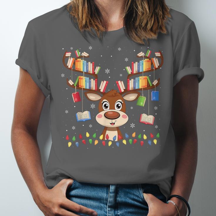 Christmas Librarian Reindeer Matching Family Book Lover Xmas Unisex Jersey T-Shirt Christmas Librarian Reindeer Matching Family Book Lover Xmas Unisex Jersey T-Shirt
