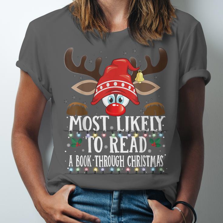 Christmas Matching Most Likely To Read A Book PJS Unisex Jersey T-Shirt
