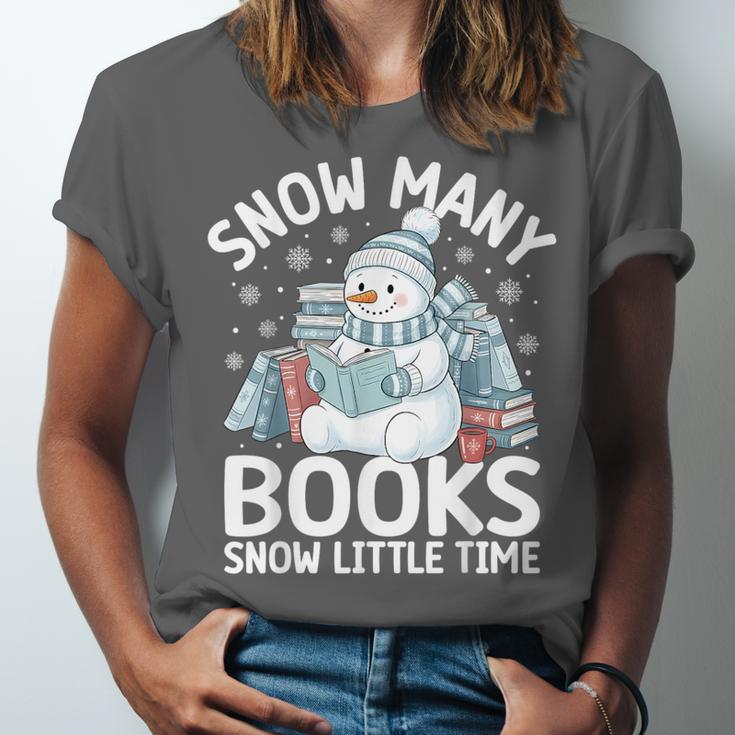 Christmas Reading Snowman So Many Books Men Women Kids Unisex Jersey T-Shirt
