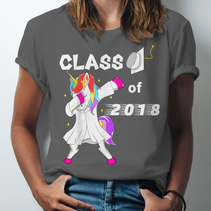 Class Of 2018 Graduation Him Her Unicorn Dabbing Shirt Unisex Jersey T-Shirt
