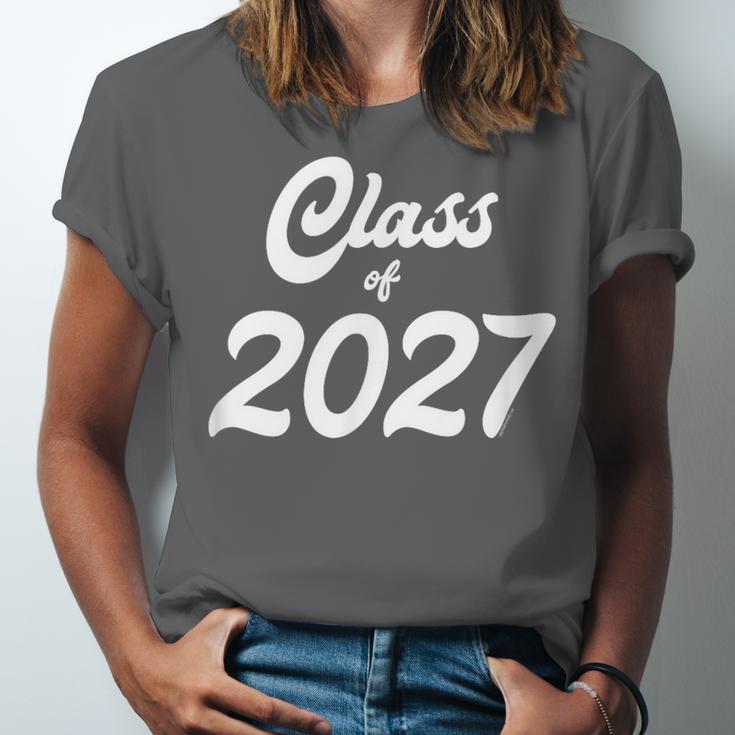 Class Of 2027 Graduation School Spirit Her Senior Class Unisex Jersey T-Shirt
