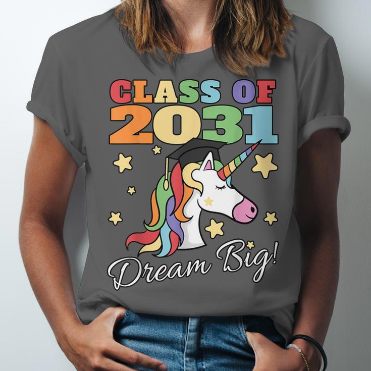 Class Of 2031 Magical Unicorn Graduation Cap Unisex Jersey T-Shirt
