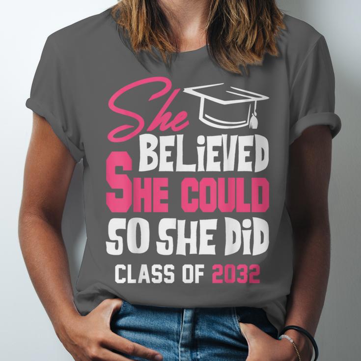 Class Of 2032 She Believed She Could Kids Graduation T-Shirt Unisex Jersey T-Shirt