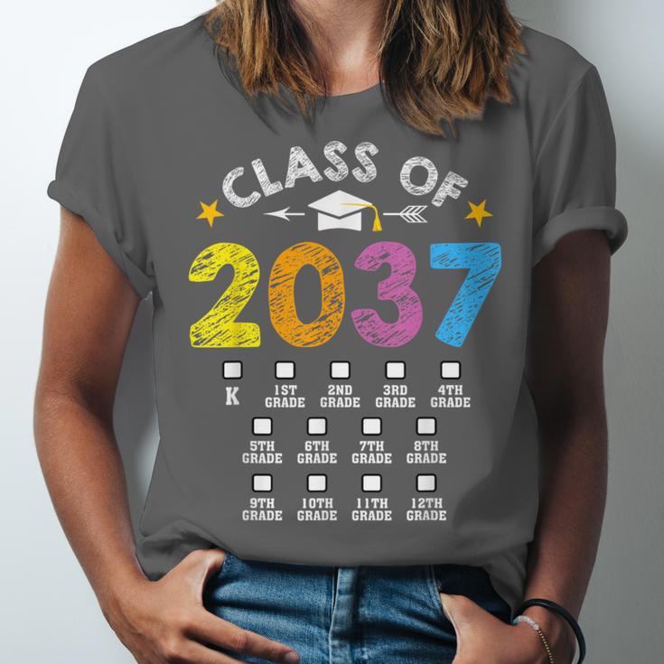 Class Of 2037 Grow With Me Checklist Graduation Unisex Jersey T-Shirt